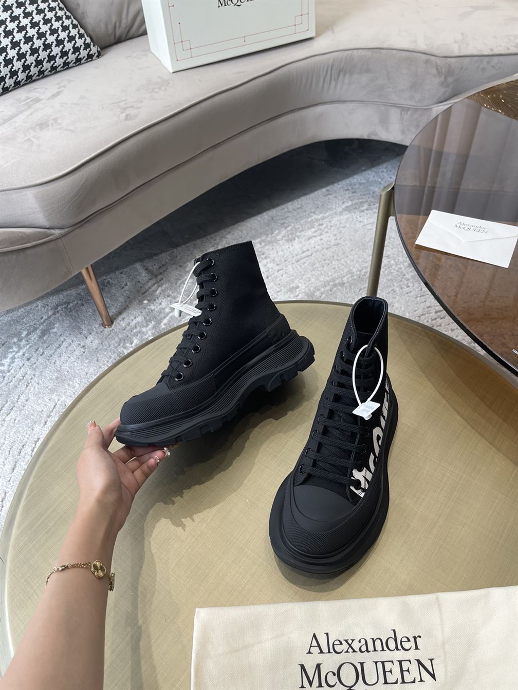 ALEXANDER MCQUEEN GRAFFITI TREAD SLICK HIGH-TOP SNEAKERS - ALD029