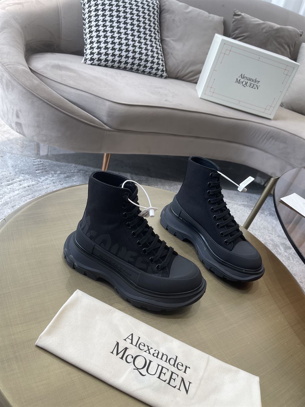 ALEXANDER MCQUEEN GRAFFITI TREAD SLICK HIGH-TOP SNEAKERS - ALD034