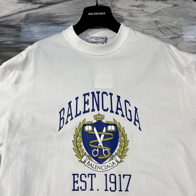 BALENCIAGA COLLEGE T-SHIRT MEDIUM FIT IN WHITE - BAS009