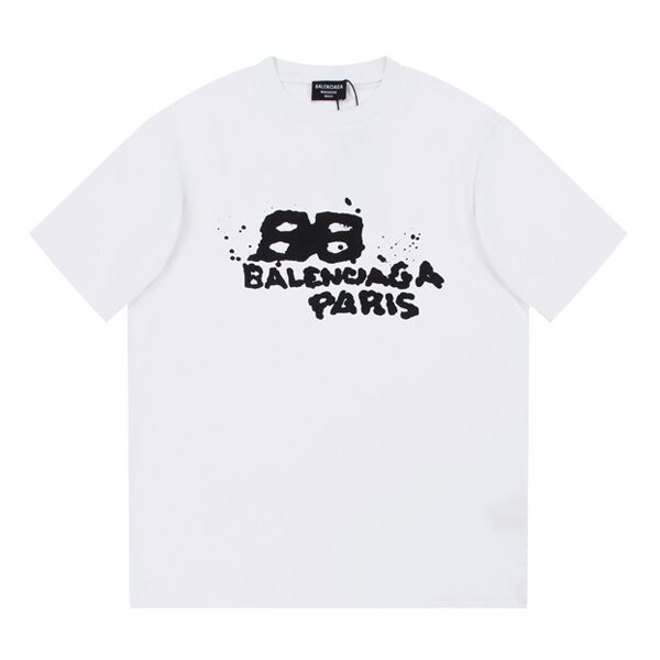 BALENCIAGA HAND DRAWN BB ICON T-SHIRT MEDIUM FIT IN WHITE - BAS014