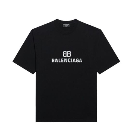 BALENCIAGA MEN'S BB PIXEL MEDIUM FIT T-SHIRT IN BLACK - BAS012