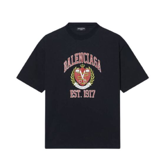 BALENCIAGA MEN'S COLLEGE T-SHIRT MEDIUM FIT IN BLACK - BAS010