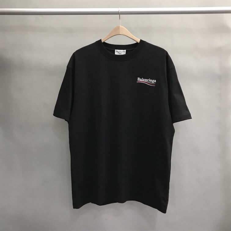 BALENCIAGA MEN'S POLITICAL CAMPAIGN T-SHIRT REGULAR FIT IN BLACK - BAS002