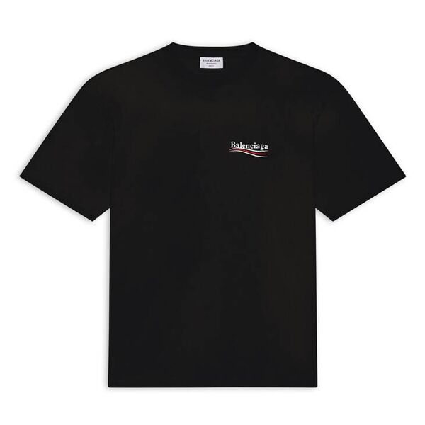 BALENCIAGA MEN'S POLITICAL CAMPAIGN T-SHIRT REGULAR FIT IN BLACK - BAS002