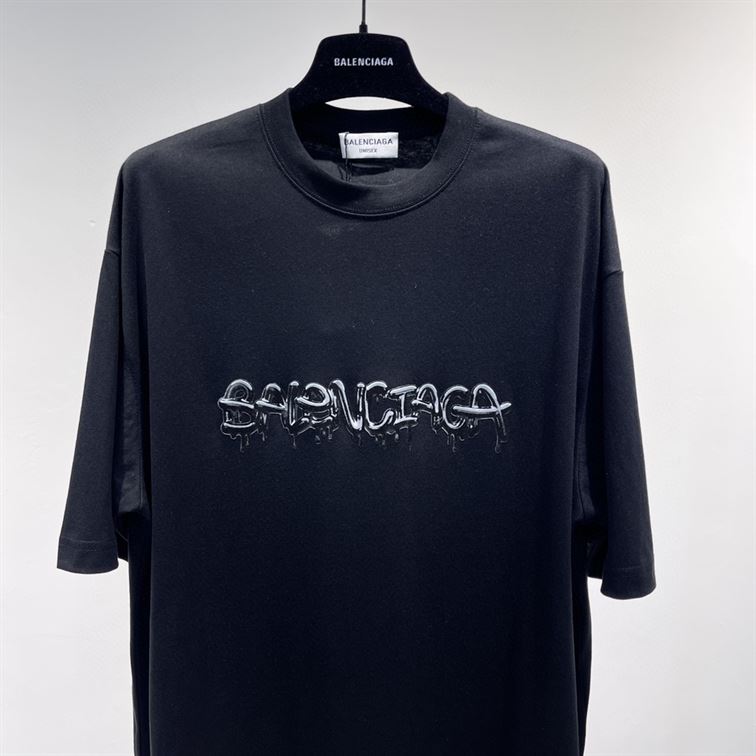 BALENCIAGA MEN'S SLIME T-SHIRT MEDIUM FIT IN BLACK - BAS011