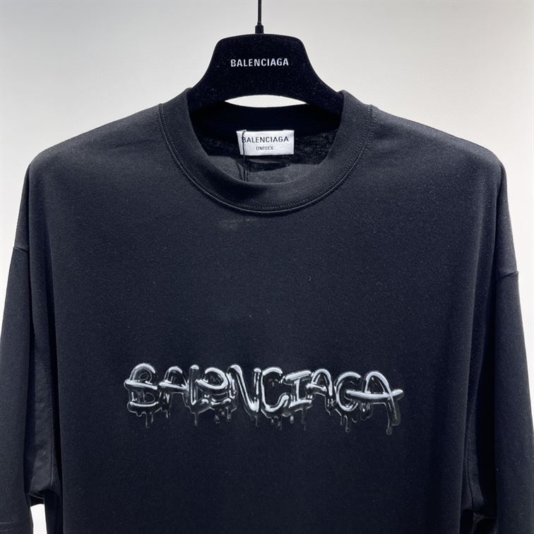 BALENCIAGA MEN'S SLIME T-SHIRT MEDIUM FIT IN BLACK - BAS011