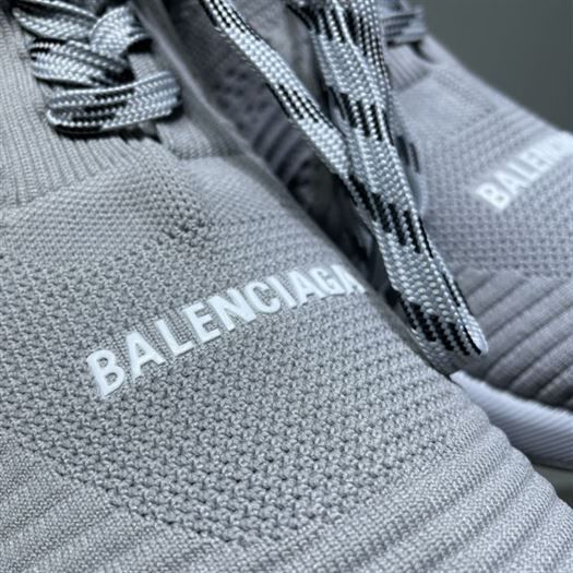BALENCIAGA MEN'S SPEED 2.0 LACE-UP RECYCLED KNIT SNEAKER IN GREY - BLA035