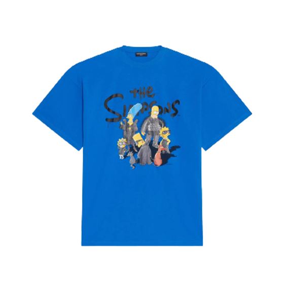 BALENCIAGA MEN'S THE SIMPSONS TM 20TH TELEVISION T-SHIRT OVERSIZED IN INDIGO - BAS006
