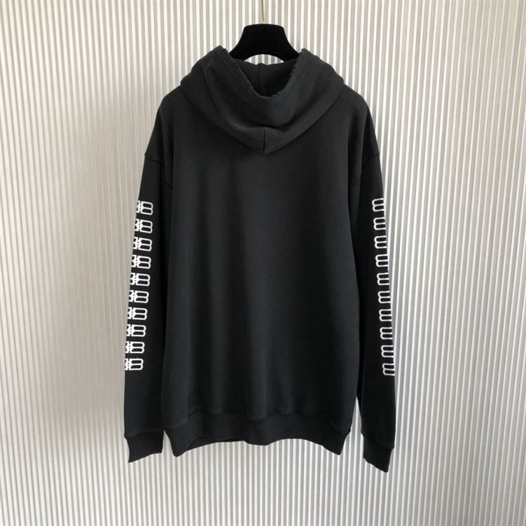 BALENCIAGA PARIS ICON HOODIE MEDIUM FIT IN BLACK - BH002