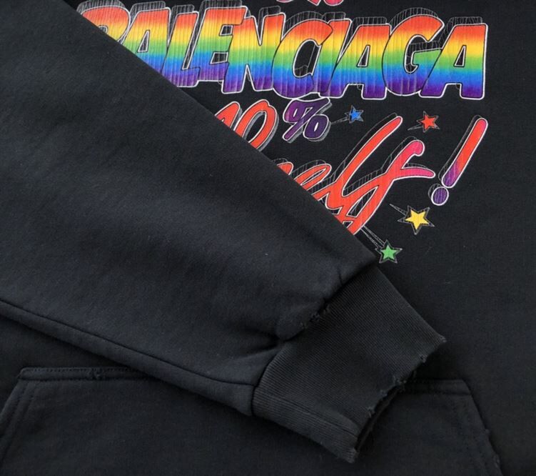 BALENCIAGA RAINBOW LOGO PRINT HOODIE - BH011