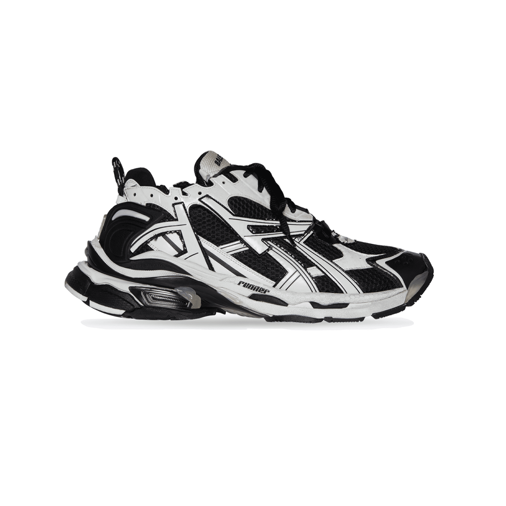BALENCIAGA RUNNER SNEAKERS IN BLACK AND WHITE MESH AND NYLON - BLA008