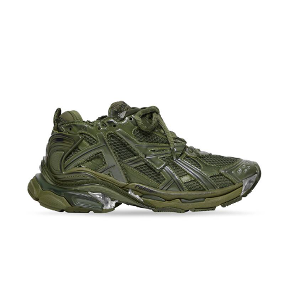 BALENCIAGA RUNNER TRAINERS IN DARK GREEN MESH AND NYLON - BLA025