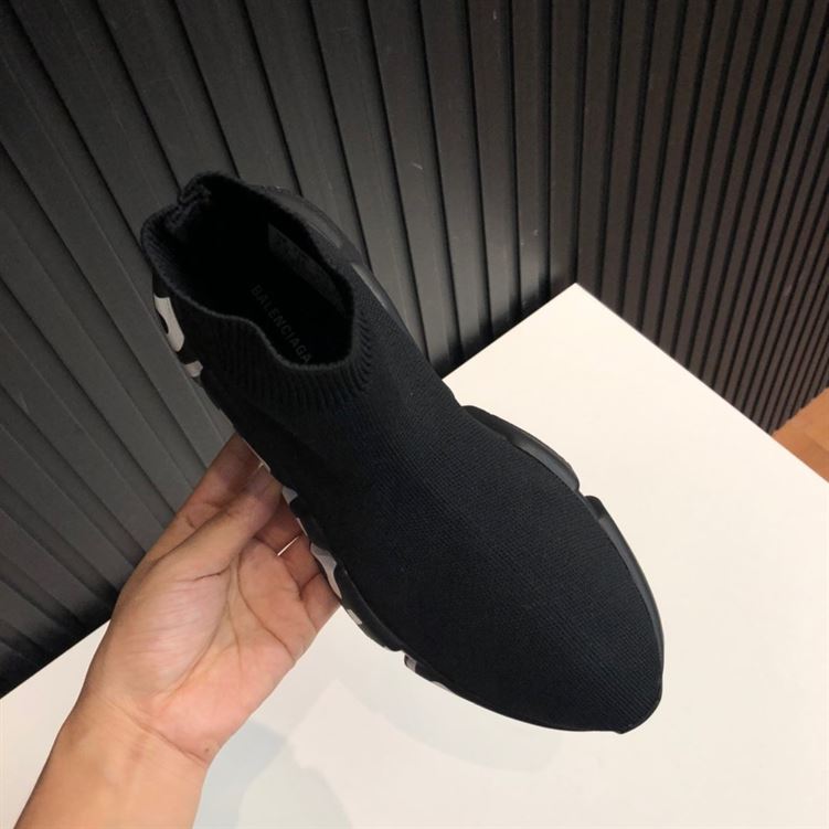 BALENCIAGA SPEED RECYCLED KNIT GRAFFITI SNEAKER IN BLACK - BLA049