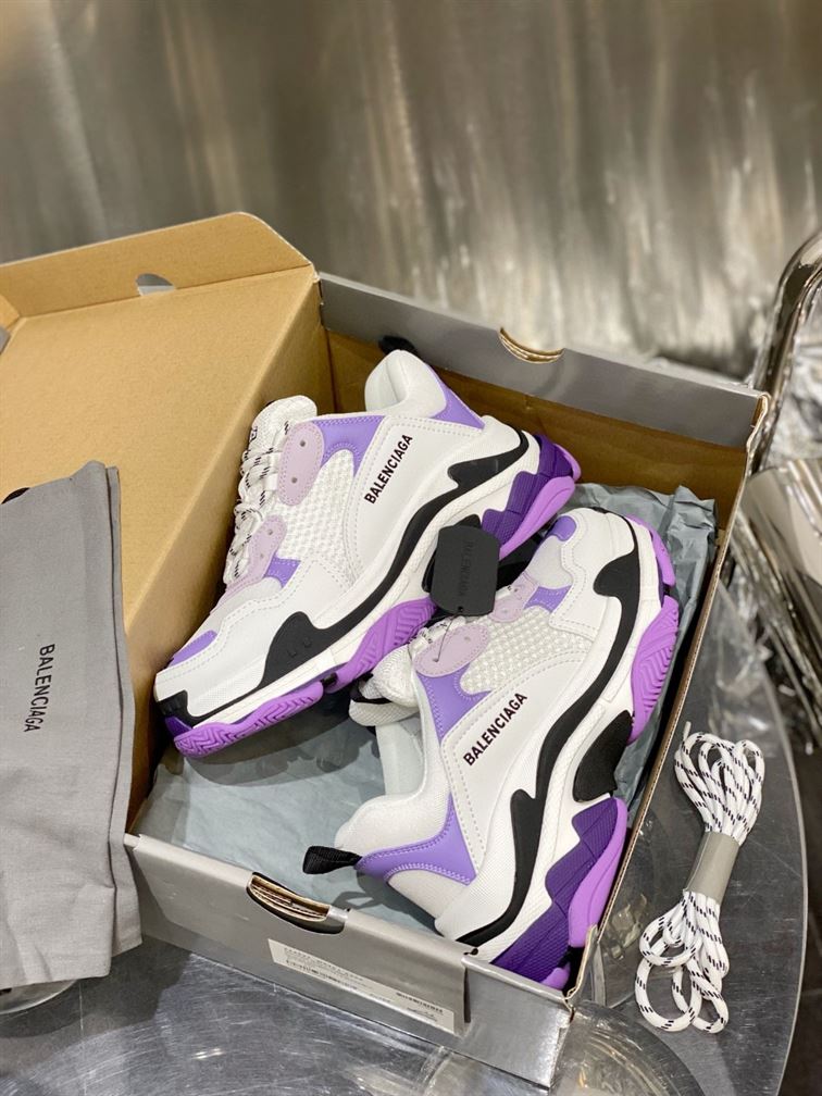 BALENCIAGA TRIPLE S 1.0 SNEAKERS IN WHITE AND LILAC - BLA021