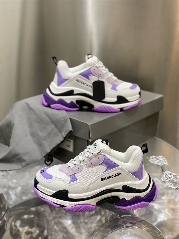 BALENCIAGA TRIPLE S 1.0 SNEAKERS IN WHITE AND LILAC - BLA021