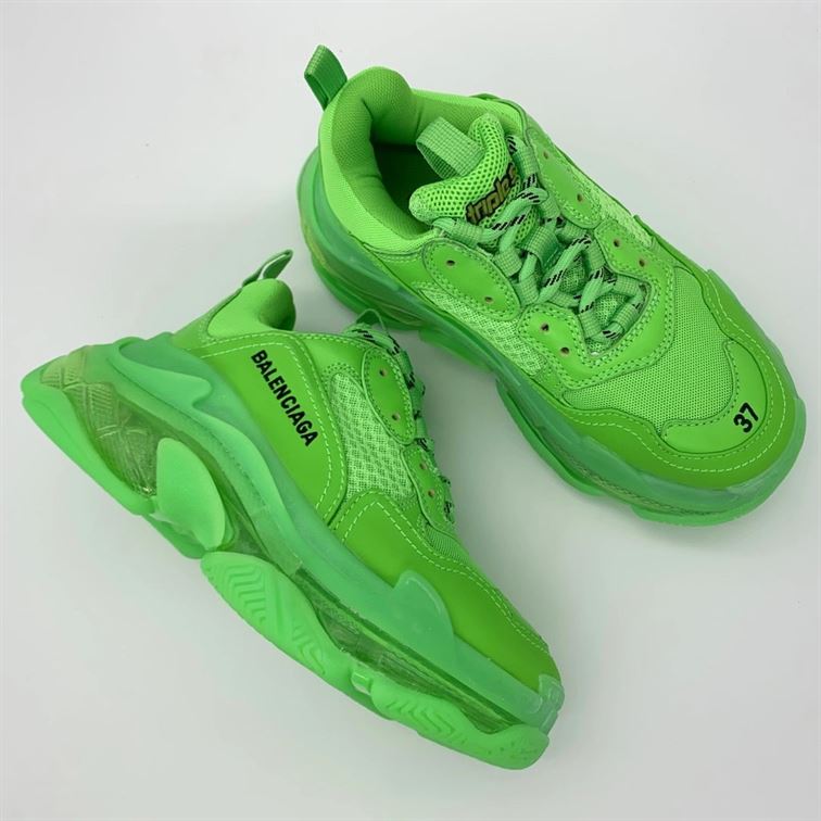 BALENCIAGA TRIPLE S CLEAR SOLE IN NEON GREEN - BLA019