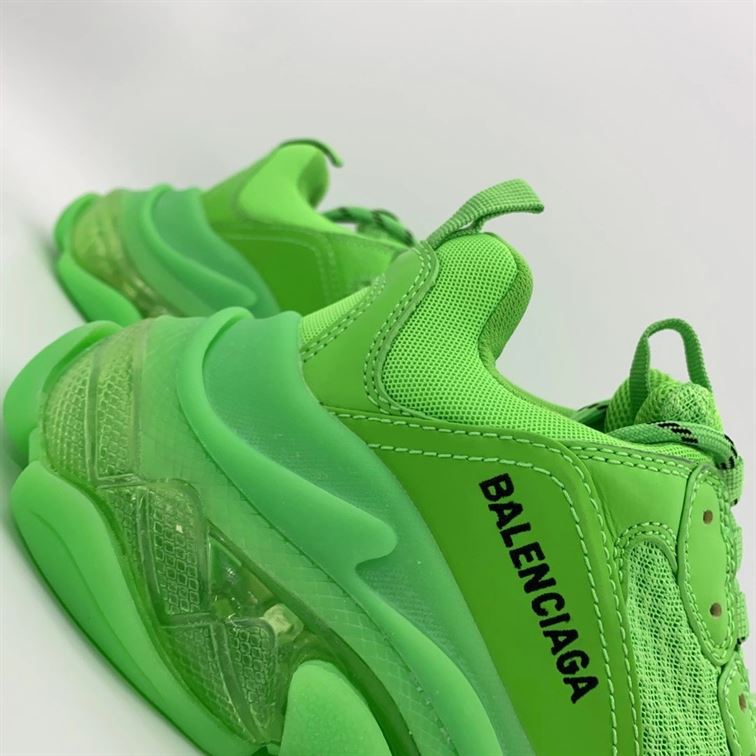 BALENCIAGA TRIPLE S CLEAR SOLE IN NEON GREEN - BLA019