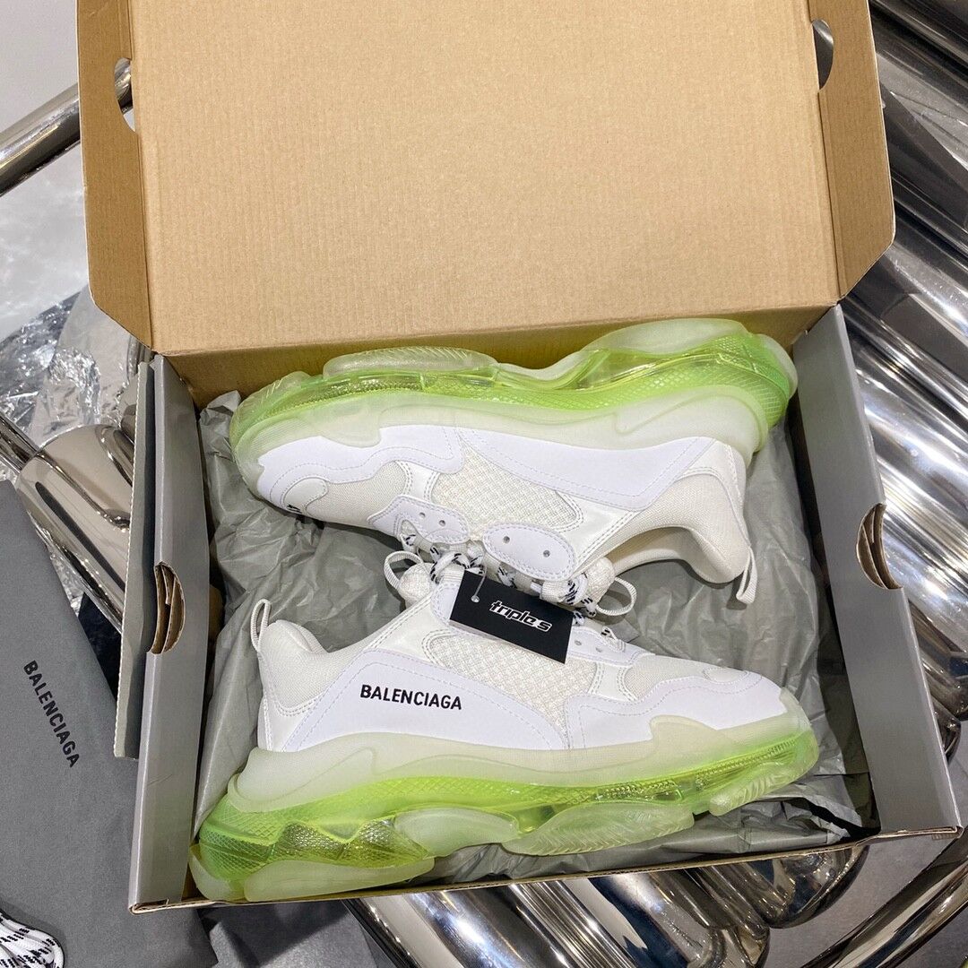BALENCIAGA TRIPLE S WHITE GREEN CLEAR SOLE - BLA013