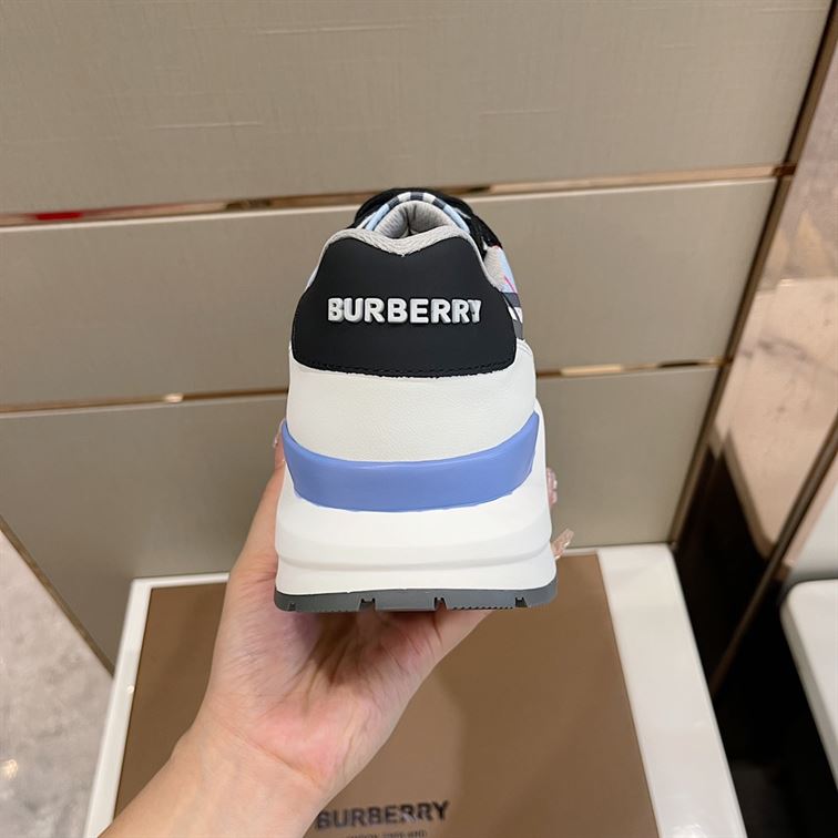 BURBERRY CHECK NYLON, LEATHER AND SUEDE SNEAKERS - BBR031