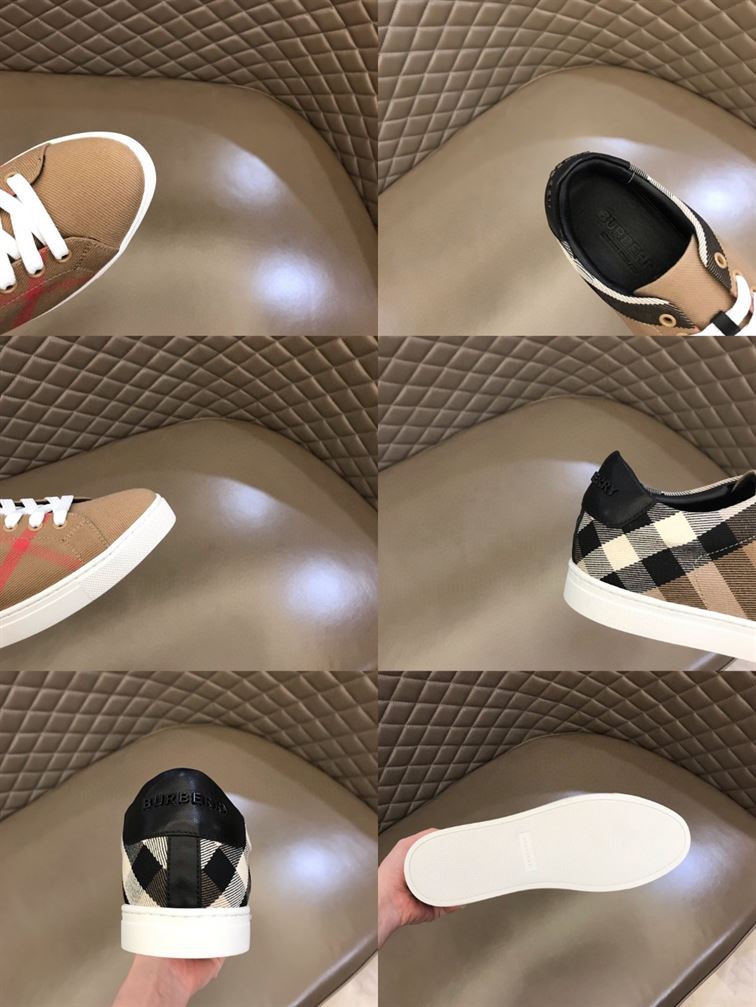 BURBERRY HOUSE CHECK & LEATHER LOW-TOP SNEAKER - BBR013