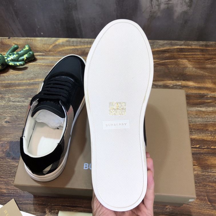 BURBERRY LEATHER AND HOUSE CHECK COTTON SNEAKERS - BBR014