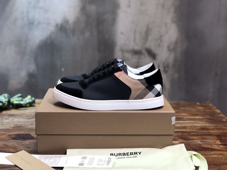 BURBERRY LEATHER AND HOUSE CHECK COTTON SNEAKERS - BBR014