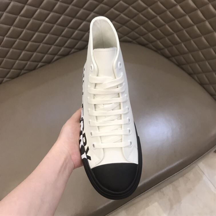 BURBERRY LOGO PRINT GABARDINE HIGH-TOP SNEAKERS - BBR029