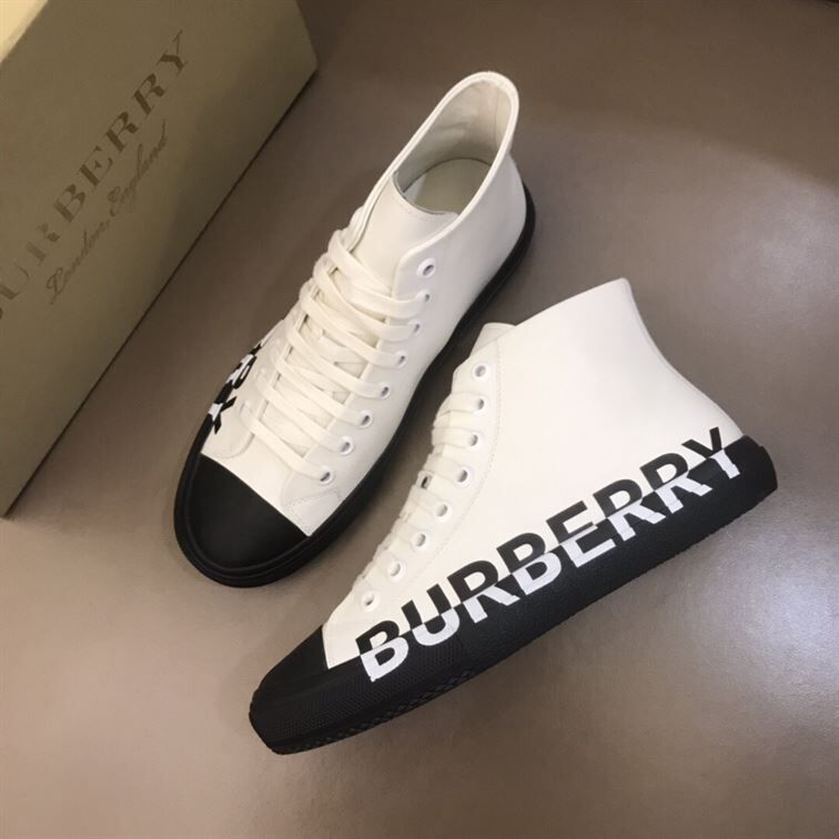 BURBERRY LOGO PRINT GABARDINE HIGH-TOP SNEAKERS - BBR029