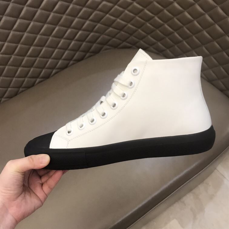 BURBERRY LOGO PRINT GABARDINE HIGH-TOP SNEAKERS - BBR029