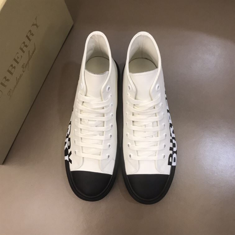 BURBERRY LOGO PRINT GABARDINE HIGH-TOP SNEAKERS - BBR029