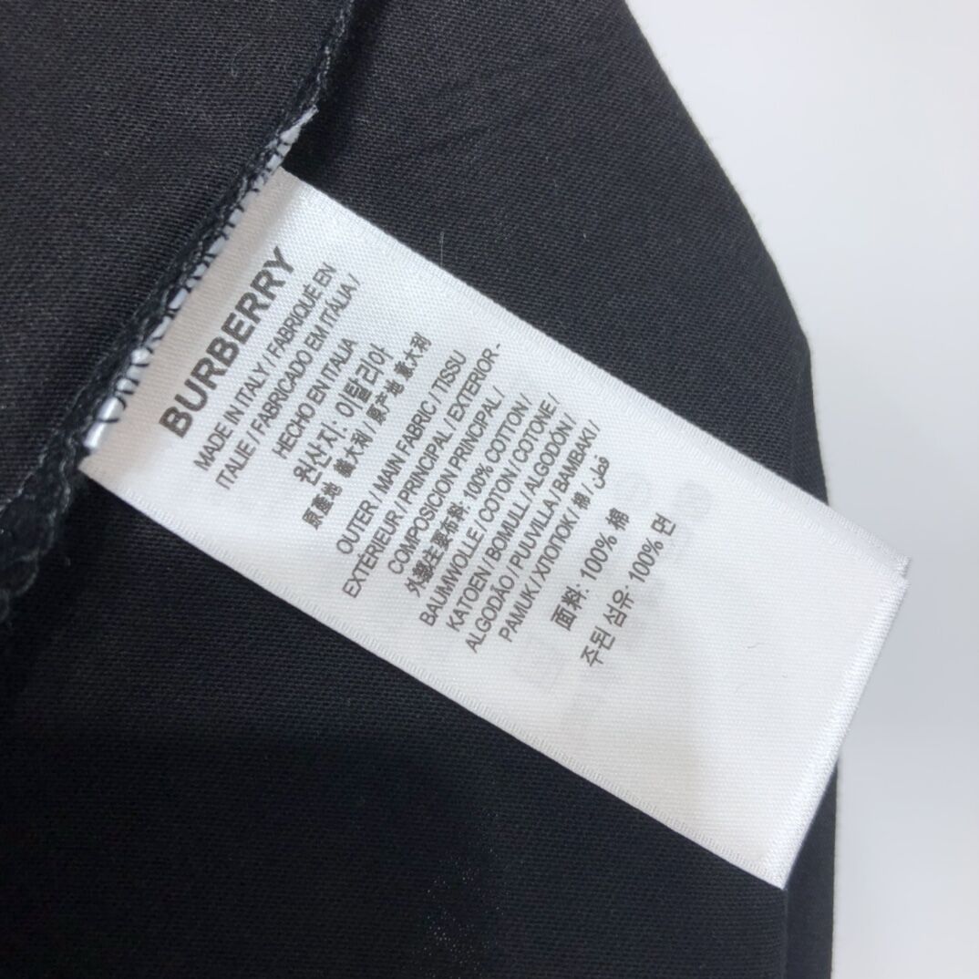 BURBERRY VINTAGE CHECK SLEEVE COTTON OVERSIZED T-SHIRT IN BLACK - BRS011