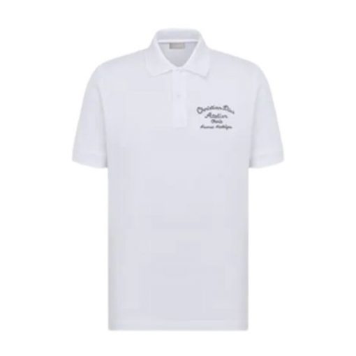 CHRISTIAN DIOR ATELIER' POLO SHIRT WHITE COTTON PIQUÃ‰ - DOT019