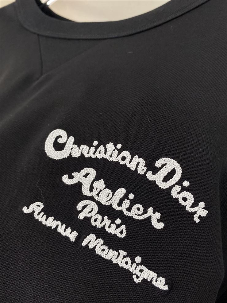CHRISTIAN DIOR ATELIER' T-SHIRT RELAXED FIT BLACK COTTON JERSEY - DOT020
