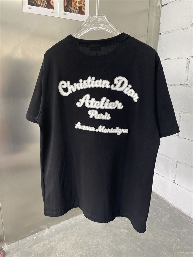 CHRISTIAN DIOR ATELIER' T-SHIRT RELAXED FIT BLACK COTTON JERSEY - DOT020