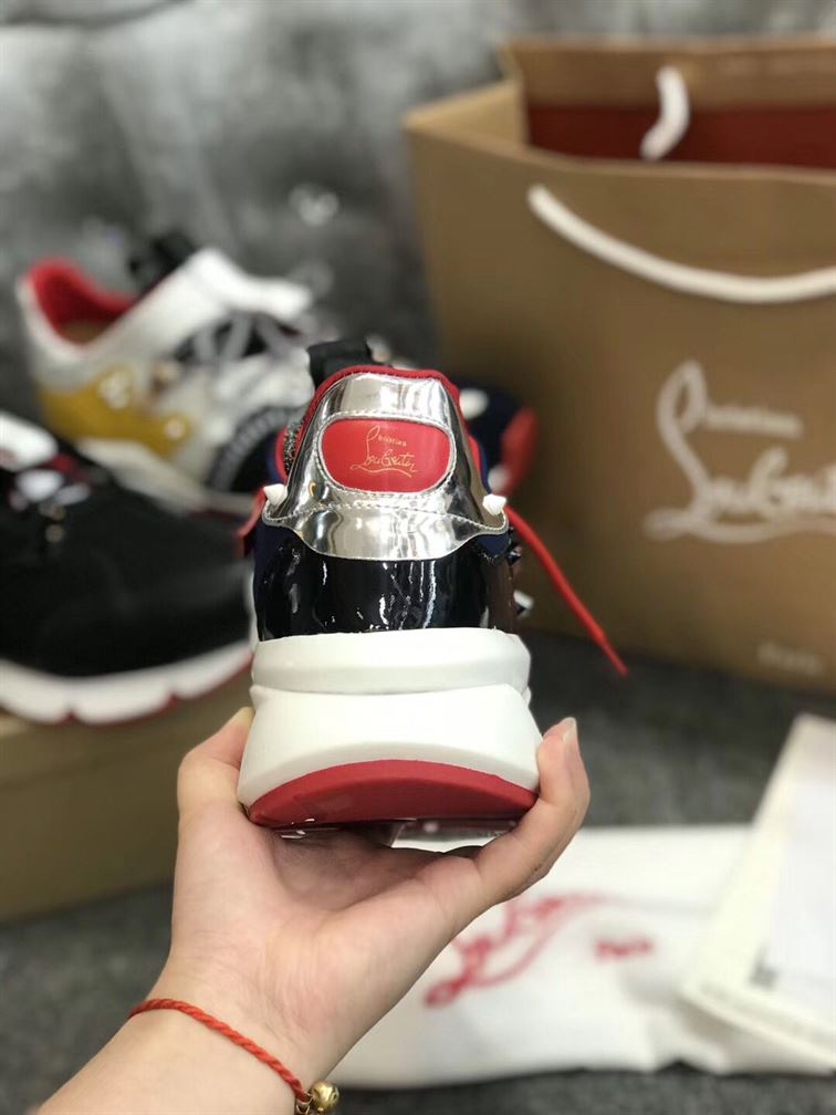 CHRISTIAN LOUBOUTIN BLUE NEOPRENE RED- RUNNER SNEAKER - CLS012