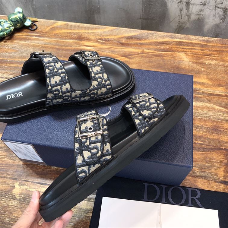 DIOR AQUA SANDAL BEIGE AND BLACK DIOR OBLIQUE JACQUARD - DS008