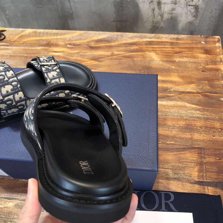 DIOR AQUA SANDAL BEIGE AND BLACK DIOR OBLIQUE JACQUARD - DS008