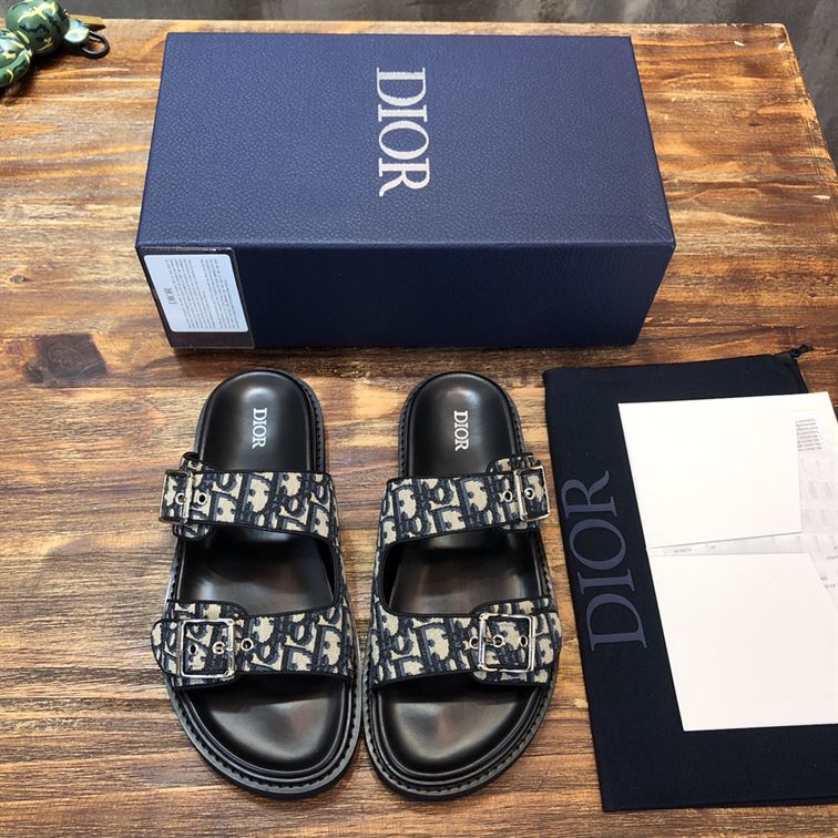 DIOR AQUA SANDAL BEIGE AND BLACK DIOR OBLIQUE JACQUARD - DS008