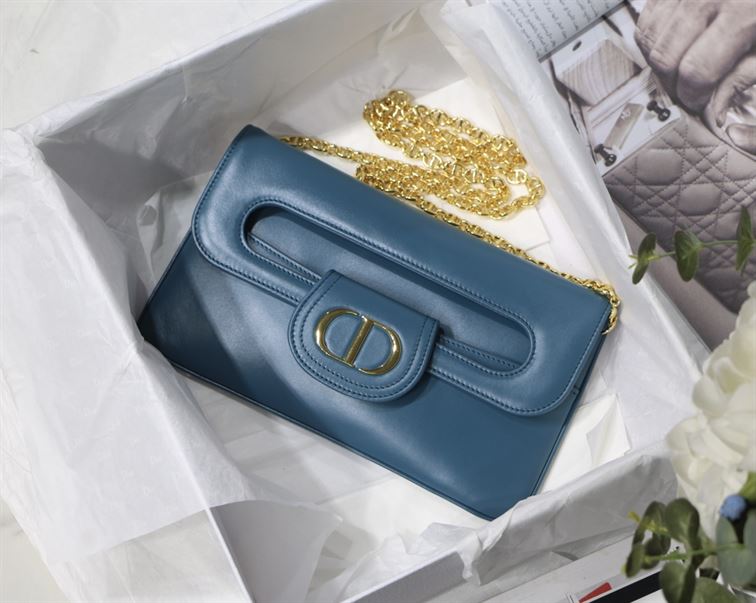 DIOR AUTHENTICATED AVENUE HANDBAG LEATHER BLUE