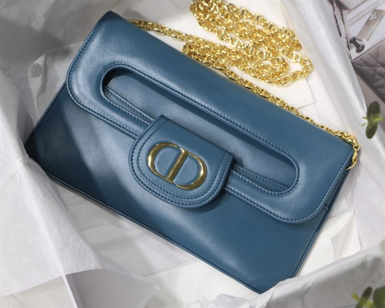 DIOR AUTHENTICATED AVENUE HANDBAG LEATHER BLUE
