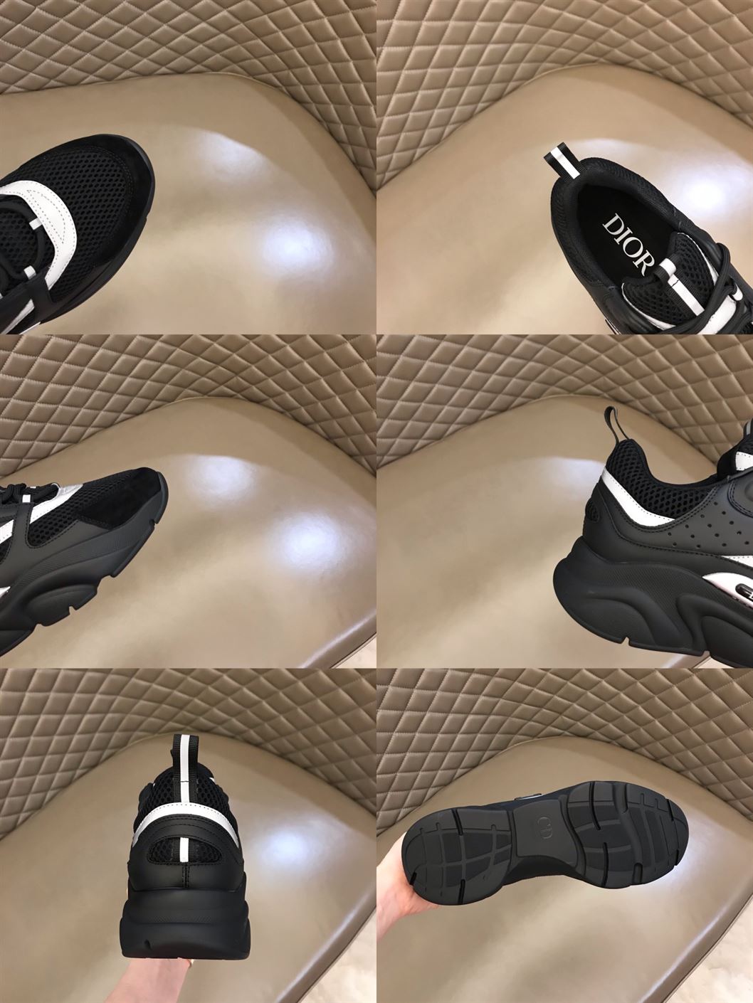 DIOR B22 SNEAKER BLACK TECHNICAL MESH AND SMOOTH CALFSKIN - DO045