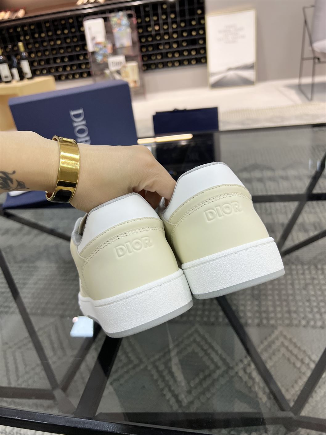 DIOR B27 LOW-TOP CREAM WHITE OBLIQUE - DO011