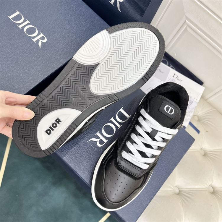 DIOR B27 LOW-TOP SNEAKER BLACK SMOOTH CALFSKIN AND CD DIAMOND CANVAS - DO141