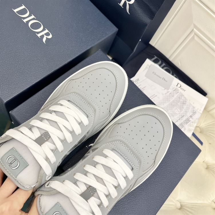 DIOR B27 LOW-TOP SNEAKER GRAY SMOOTH CALFSKIN AND CD DIAMOND CANVAS - DO139