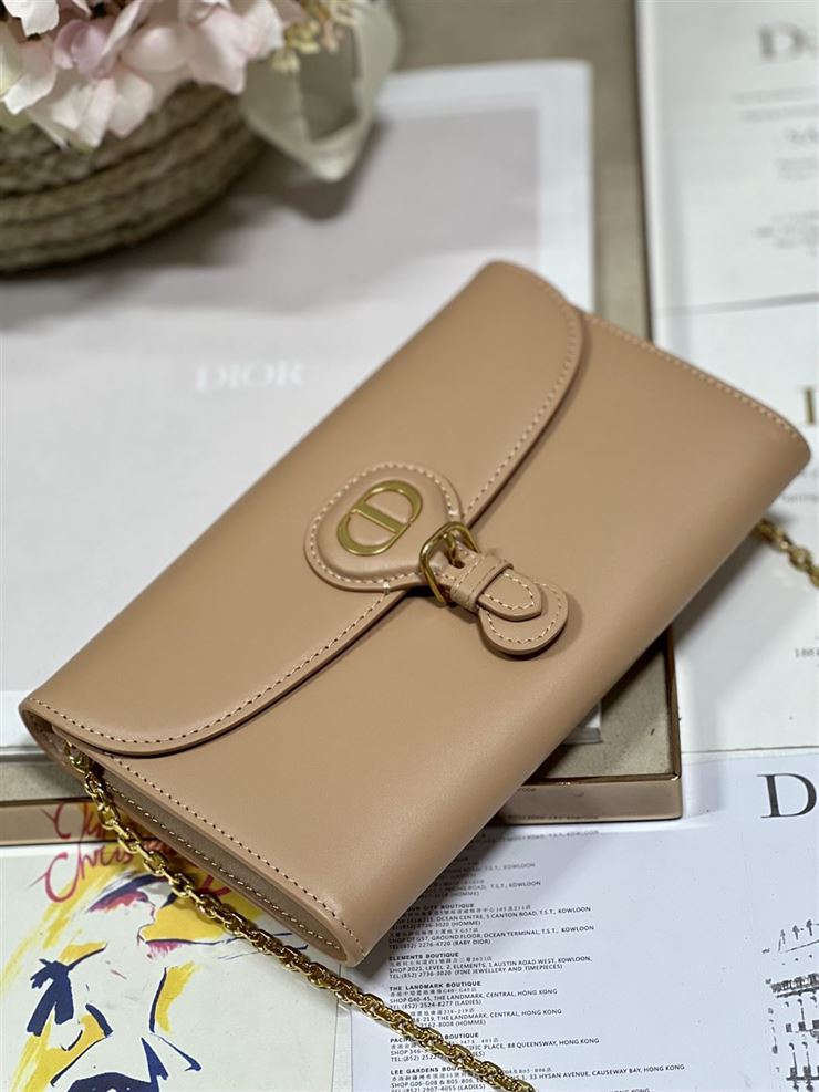 DIOR BOBBY EAST-WEST POUCH WITH CHAIN BEIGE