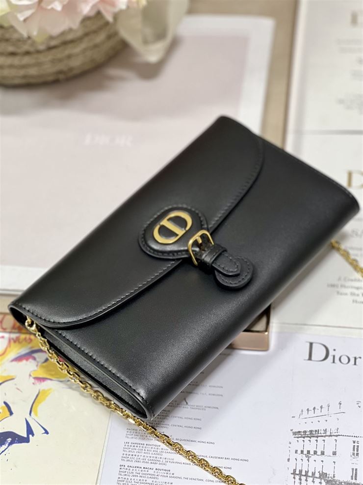 DIOR BOBBY EAST-WEST POUCH WITH CHAIN BLACK