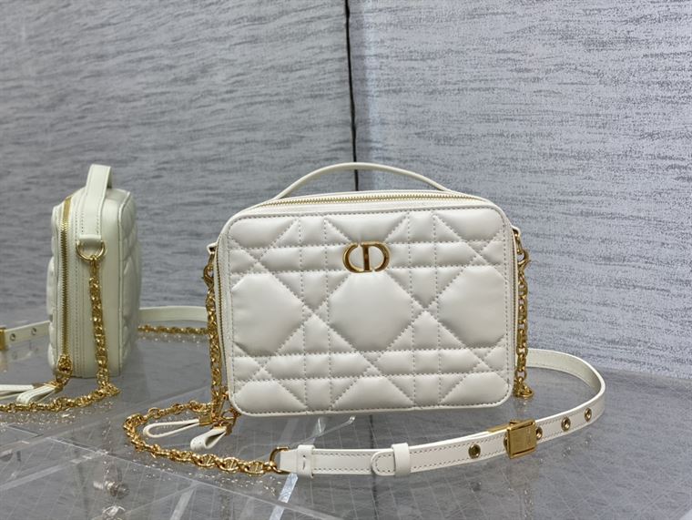 DIOR CARO BOX BAG LATTE QUILTED MACROCANNAGE