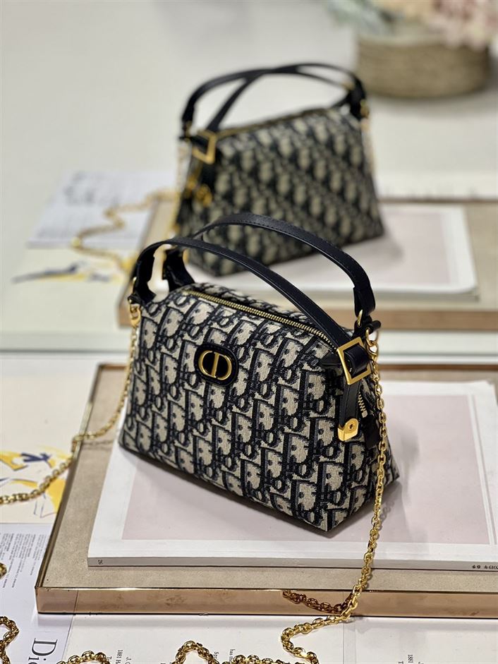 DIOR CARO D-COSY BAG BLUE DIOR OBLIQUE JACQUARD