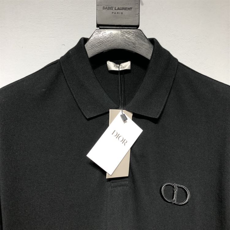 DIOR CD ICON POLO SHIRT BLACK COTTON PIQUÃ‰ - DOT026