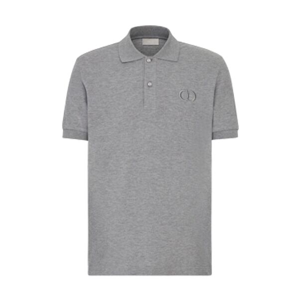 DIOR CD ICON POLO SHIRT GRAY COTTON PIQUÃ‰ - DOT024